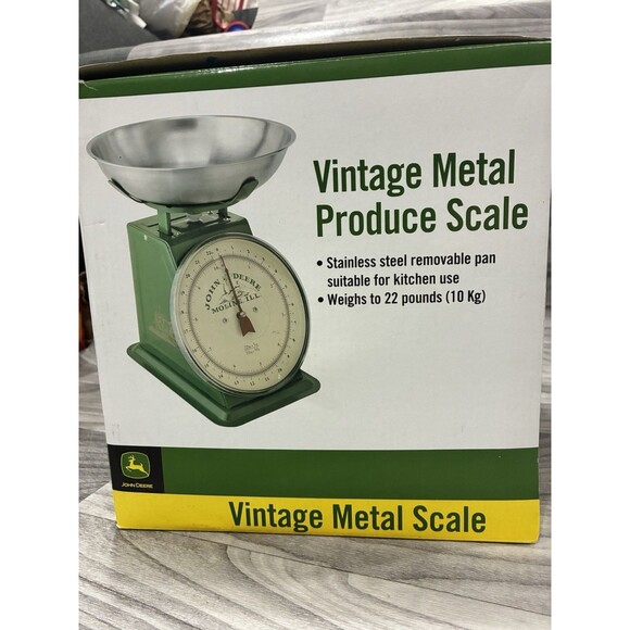 Rare NIB John Deere Vintage Metal Kitchen Produce Scale w Stainless Steel Bowl - Picture 1 of 7